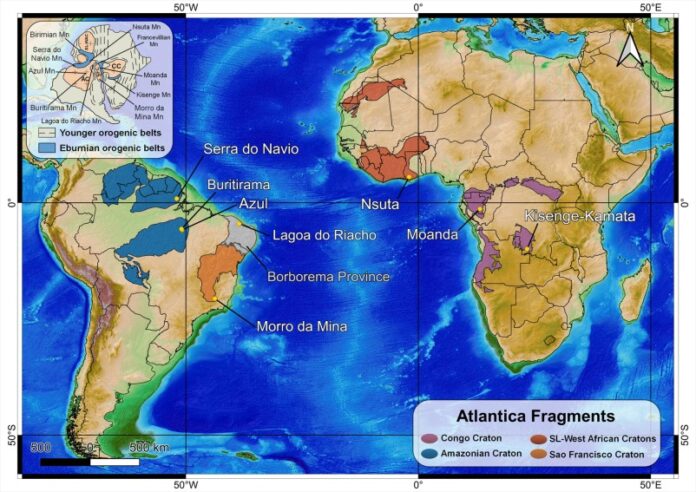 Lugares no Brasil e na África com os depósitos de manganês pesquisados pelo geólogo brasileiro. Foto divulgaçãoArtigo