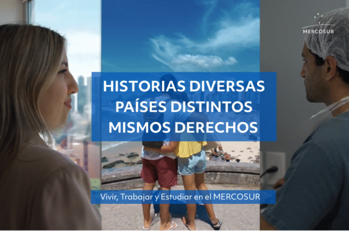 Imagem da campanha “Viver, Trabalhar e Estudar”, que divulga os direitos assegurados pelo Estatuto da Cidadania do Mercosul. Foto divulgação