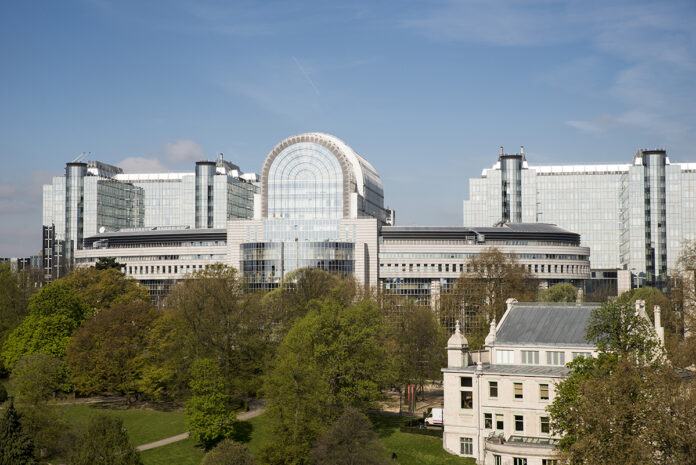 Outside view of Headquarters of the European Parliament in Bruss