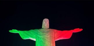 Rio de Janeiro: Cristo Redentor iluminou-se com as cores da bandeira portuguesa para assinalar o “Dia de Portugal”
